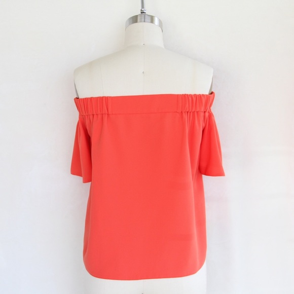 Topshop Orange Bardot Off-the-Shoulder Top - Picture 4 of 5